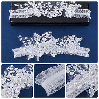 Lace Elastic Bridal Garters AJEW-WH0347-96-1