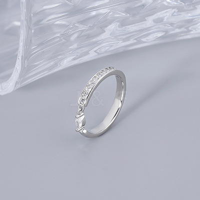 Brass Micro Pave Cubic Zirconia Cuff Open Rings for Women FS-WG471DC-05-1