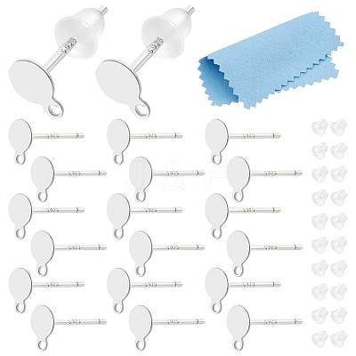 20Pcs Sterling Silver Stud Earring Findings STER-BC0002-24A-1