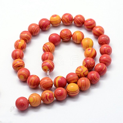 Synthetic Malachite Beads Strands G-I199-32-6mm-1