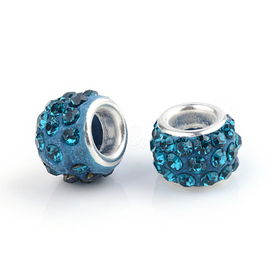 Polymer Clay Rhinestone European Beads CPDL-S007-08-1