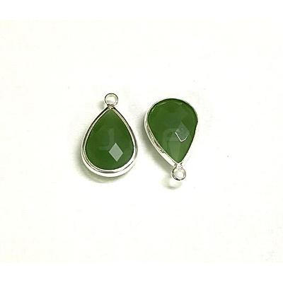 Silver Color Plated Brass Glass Teardrop Pendants GLAA-M006-A-05S-1