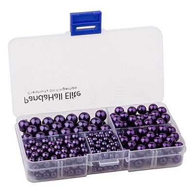 Eco-Friendly Dyed Glass Pearl Round Pearlized Bead HY-PH0003-RB099-B-1