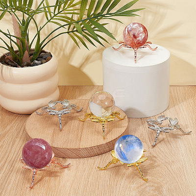 6Pcs 3 Colors Zinc Alloy Crystal Ball Holder AJEW-NB0008-40-1