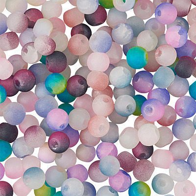 200Pcs 10 Colors Crackle Glass Beads Strands GLAA-TA0003-31D-1