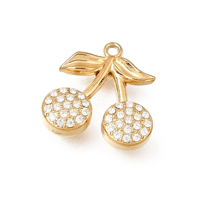 304 Stainless Steel Rhinestone Pendants STAS-E531-10G-1