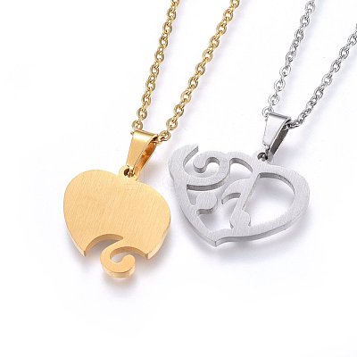 304 Stainless Steel Split Pendants Necklaces STAS-O108-14GP-1