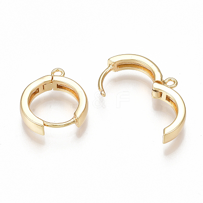 Brass Huggie Hoop Earring Findings X-KK-S350-069G-1