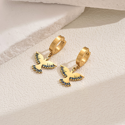 Metal Bird 201 Stainless Steel Hoop Earrings for Women Daily Versatile Jewelry SE6238-3-1