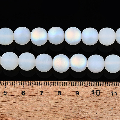 Frosted Imitation Jade Glass Beads Strands GLAA-T032-J10mm-MBB02-1