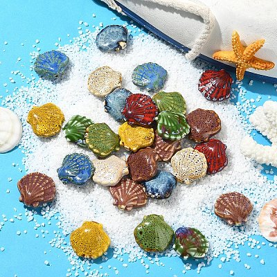 5Pcs Handmade Porcelain Beads PORC-YW0001-25A-1