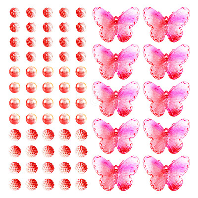 100Pcs 4 Styles Acrylic with Plastic Imitation Pearl Beads OACR-TA0002-88-1