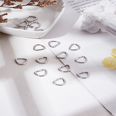 80Pcs 304 Stainless Steel D Rings STAS-LP0005-49B-1