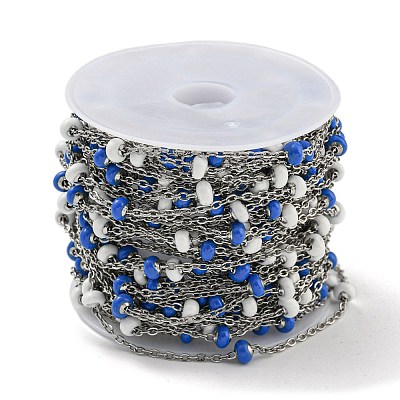 304 Stainless Steel Enamel Link Chains AJEW-Z028-09P-03-1