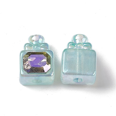 UV Plating Rainbow Iridescent Acrylic Beads X-PACR-M003-14-1