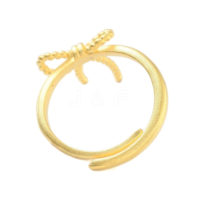 Bowknot Brass Adjustable Rings for Women RJEW-L120-016G-01-1