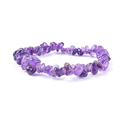 Amethyst Chips Stretch Bracelets BJEW-JB01308-03-1