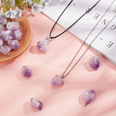 DIY Natural Amethyst Pendant Necklaces Making Kits DIY-SC0012-39P-1