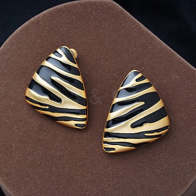 Alloy Enamel Stud Earrings EJEW-V010-01G-01-1