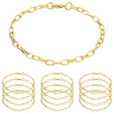 10Pcs Iron Cable Chain Bracelets IFIN-YW0004-03G-1