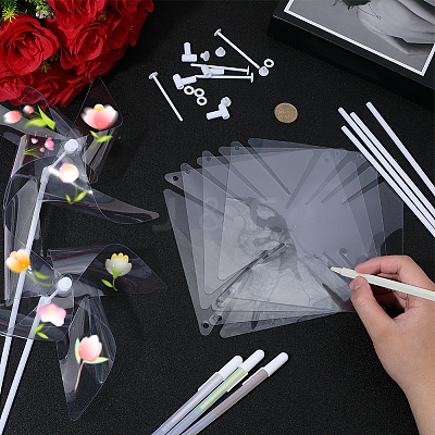 6Pcs DIY Craft PET Windmill DIY-CP0013-48A-1