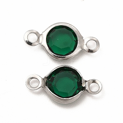 304 Stainless Steel with Glass Connector Charms STAS-G305-08P-07-1