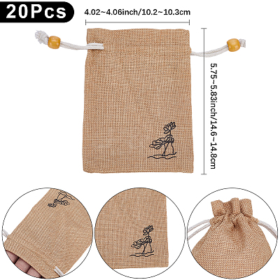 20Pcs Burlap Packing Pouches ABAG-SP0001-57B-1