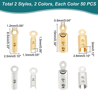 200Pcs 4 Style 316 Surgical Stainless Steel Folding Crimp Ends FIND-UN0001-31-1