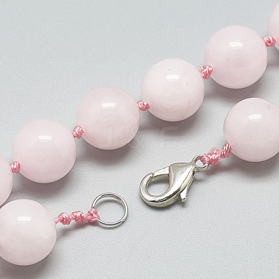 Natural Rose Quartz Beaded Necklaces NJEW-S405-14-1