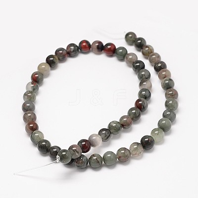 Natural Bloodstone Beads Strands G-P025-21-6mm-1