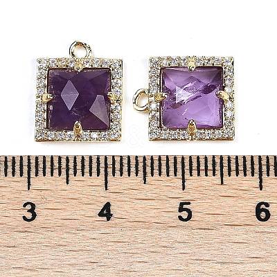Natural Amethyst Faceted Square Charms G-I375-06G-01-1