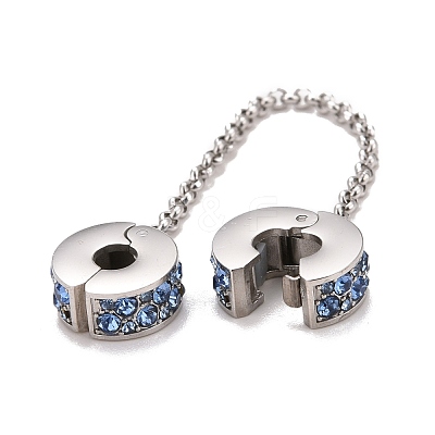 304 Stainless Steel Flat Round Safety Chain Clip Lock Stopper Charms STAS-C047-08P-1