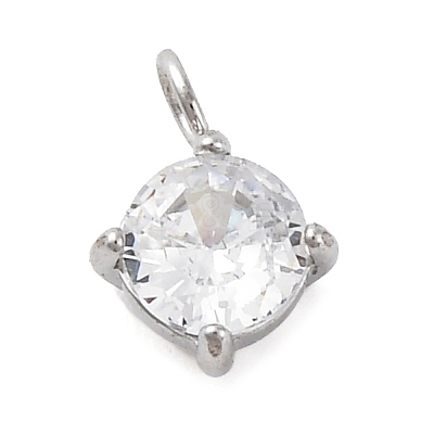 304 Stainless Steel Micro Pave Cubic Zirconia Pendants STAS-U042-02B-P-1