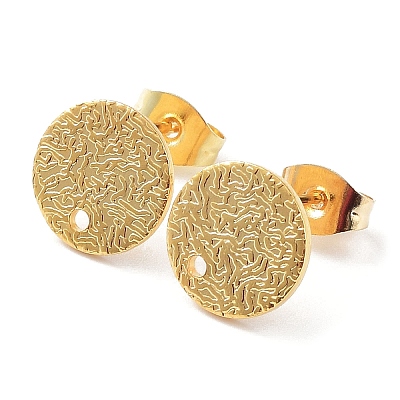 201 Stainless Steel Flat Round Stud Earring Findings LS-X-STAS-K259-18C-G-1