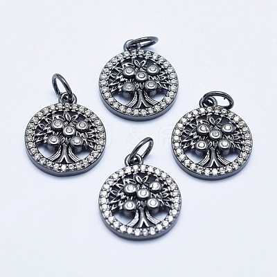 Brass Micro Pave Clear Cubic Zirconia Charms ZIRC-J040-10B-NR-1