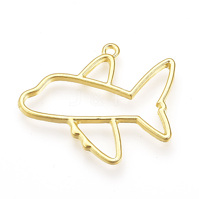 Rack Plating Alloy Open Back Bezel Airliner Pendants PALLOY-Q351-36G-FF-1