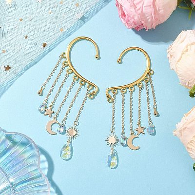 Teardrop Glass Beaded Dangle Earrings EJEW-TA00524-1