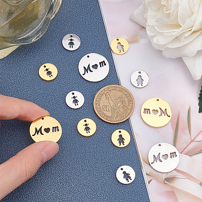 12Pcs 6 Style 304 Stainless Steel Charms STAS-UN0022-60-1