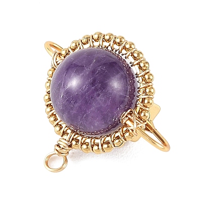 Natural Amethyst Copper Wire Wrapped Pendants PALLOY-TA00426-02-1