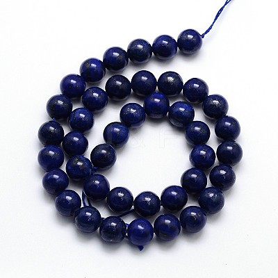 Dyed Natural Lapis Lazuli Round Beads Strands G-O047-06-6mm-1
