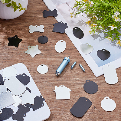 32Pcs 16 Styles Aluminum Heat Transfer Pendants ALUM-WR0001-03-1
