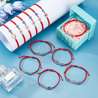 2 Sets Resin Evil Eye Braided Bead Bracelets Set BJEW-PH0004-19-1