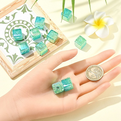 10Pcs Gradient Color & UV Plating Transparent Acrylic Beads OACR-YW0002-25D-1