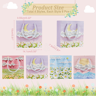 24Pcs 4 Styles Paper Gift Bags with Polyester Handles CARB-NB0001-13-1