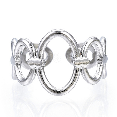 Non-Tarnish 304 Stainless Steel Oval Open Cuff Ring LS-RJEW-N040-08-1