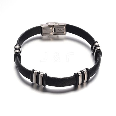 Jewelry Black Color PU Leather Cord Bracelets BJEW-G467-16-1