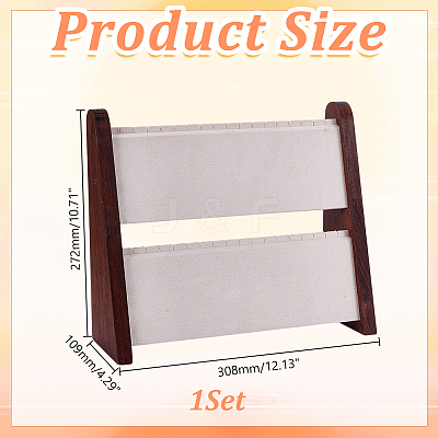 Double-Layer Wooden Jewelry Display Stand ODIS-WH0099-284A-1