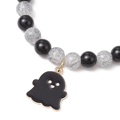 2Pcs Halloween Alloy Enamel Charm Bracelets BJEW-JB12106-1