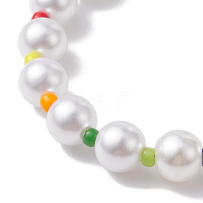 Glass & Acrylic Round Beaded Bracelets BJEW-JB10076-1