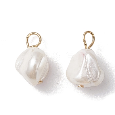 Electroplated Shell Pearl Nuggets Charms PALLOY-JF04641-01-1